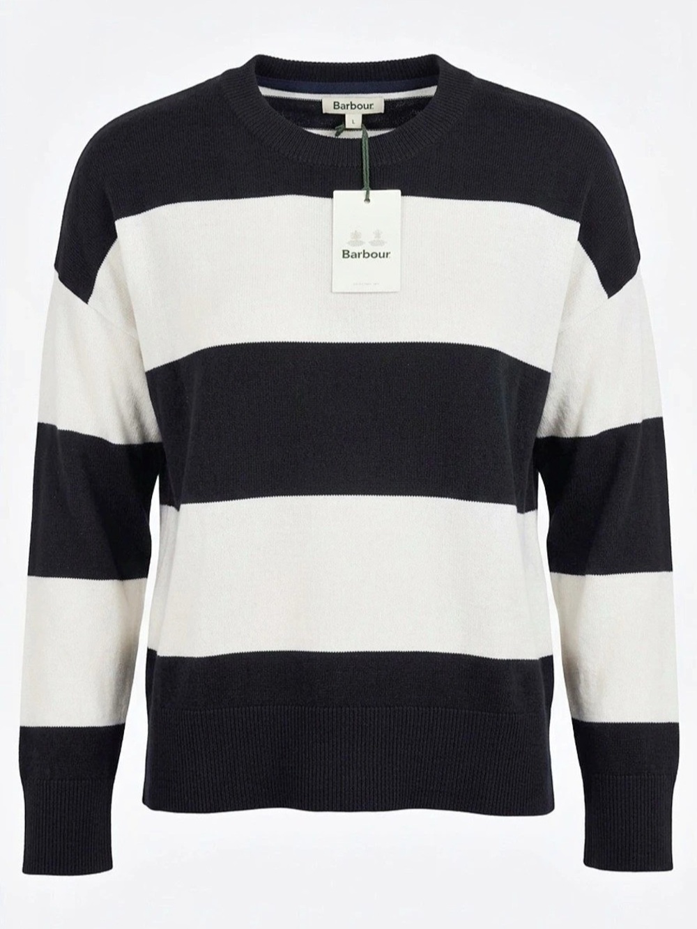 Barbour Bradley Jumper Striped Cotton Sweater Size 10 NWT